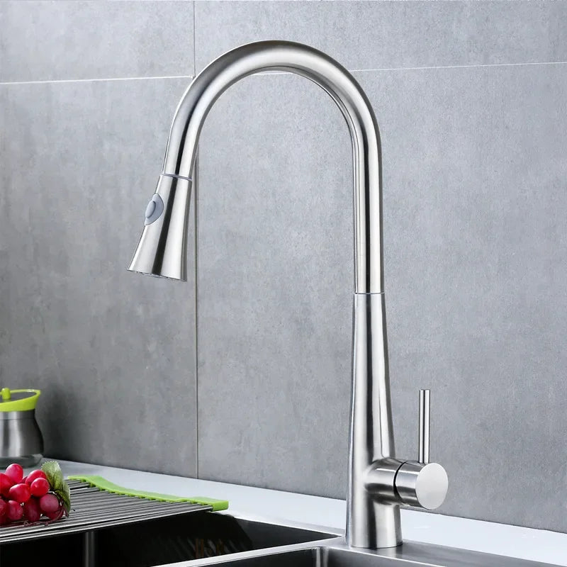 Brushed Kitchen Faucet Smart Touch Kitchen Faucets Pull Out Kitchen Mixer Tap 304 Stainless Steel Sensor Kitchen Faucets