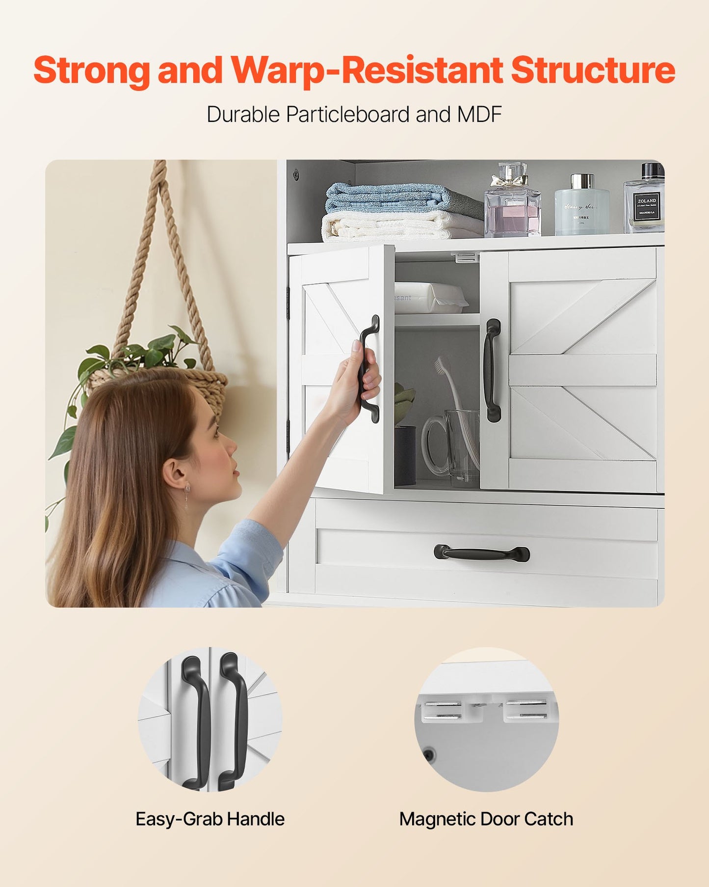 Bathroom Wall Cabinet, 2 Doors & Adjustable Shelf, Over The Toilet Storage Medicine Cabinet Wall Mounted, Hanging Organizer With Drawer & Open Partition For Laundry Room Kitchen Restroom, White