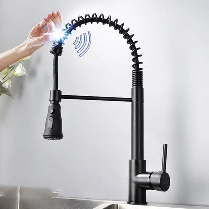 Brushed Kitchen Faucet  Smart Touch Kitchen Faucets Pull Out Kitchen Mixer Tap 304 Stainless Steel Sensor Kitchen Faucets