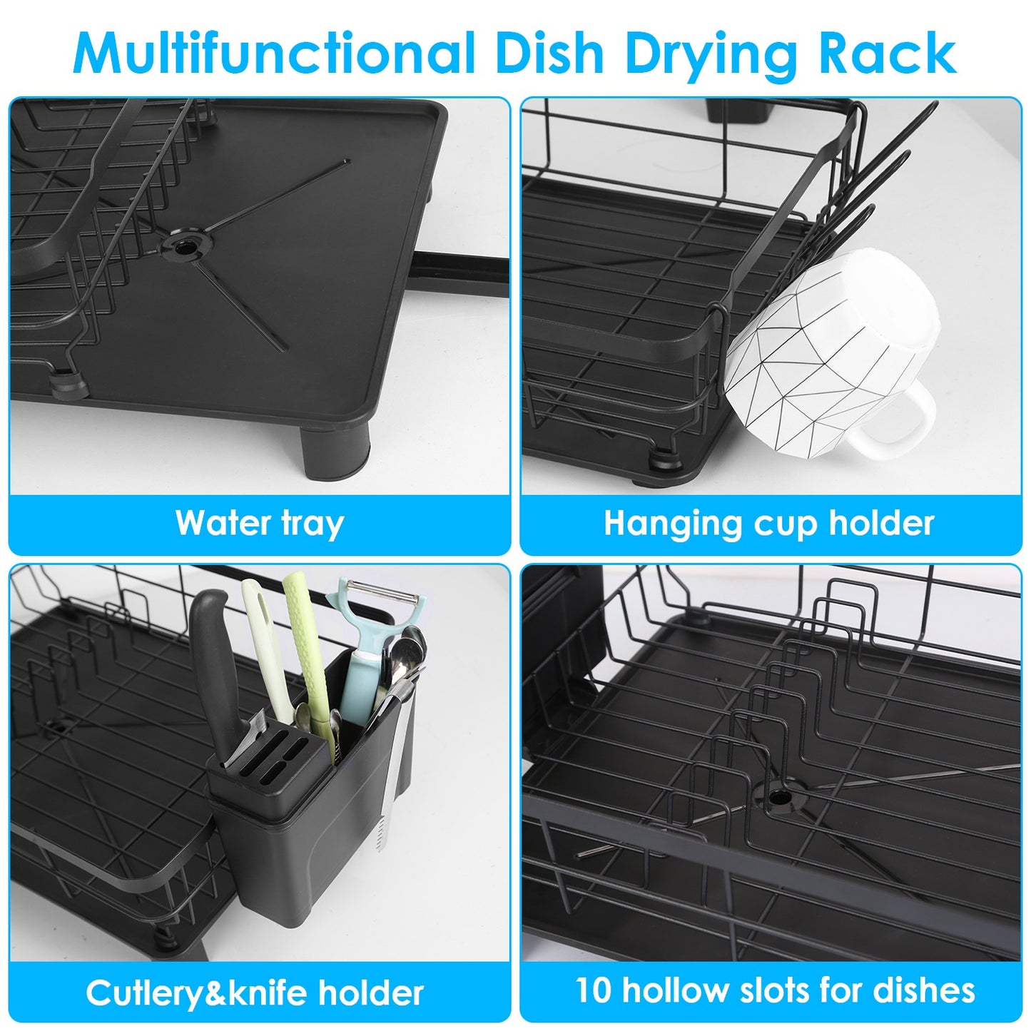 1Pc Dish Drying Rack Drain Board Utensil Holder Organizer Drainer Tableware Organizer Kitchen Countertop Storage Shelf