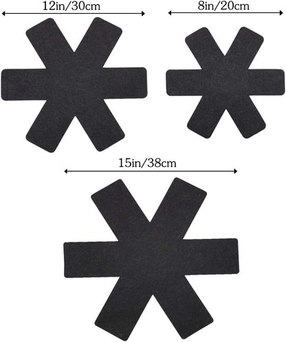 Pots and Pans Protectors, Set of 12 and 3 Different Size, Black Pot Dividers Pads/Stacking Pan Protectors/Pan Separators Pads for Protecting and Separating Pots and Pans