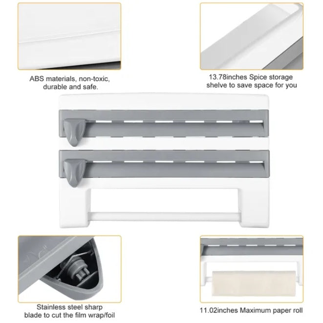 Kitchen Roll Distributor, Paper Roll Holder, Plastic Film Foil Organizer