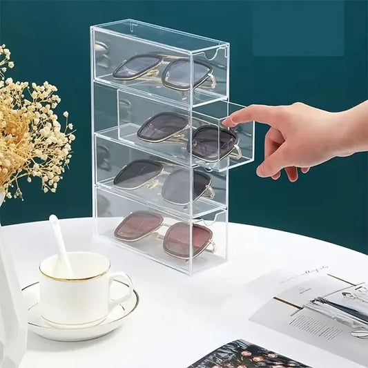 2pcs Transparent Drawer-type Multi-functional Storage Box Acrylic Cosmetics Stationery Organizer Box Multi-compartment Dustproof Lipstick Glasses Display Box Home Office Desktop Storage Artifact, Suit