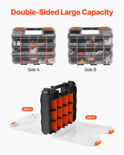 Two-sided Small Parts Organizer 34-Compartment Double-Sided PP Hardware Organizer Box