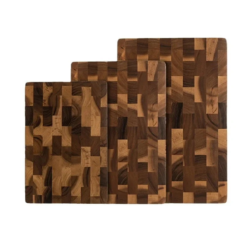3Pc Set Acacia Wood Cutting Boards for Kitchen, Large Chopping Board Double Sided, End Grain Cutting Board with Handle, Charcuterie Butcher Block for Meal Prep