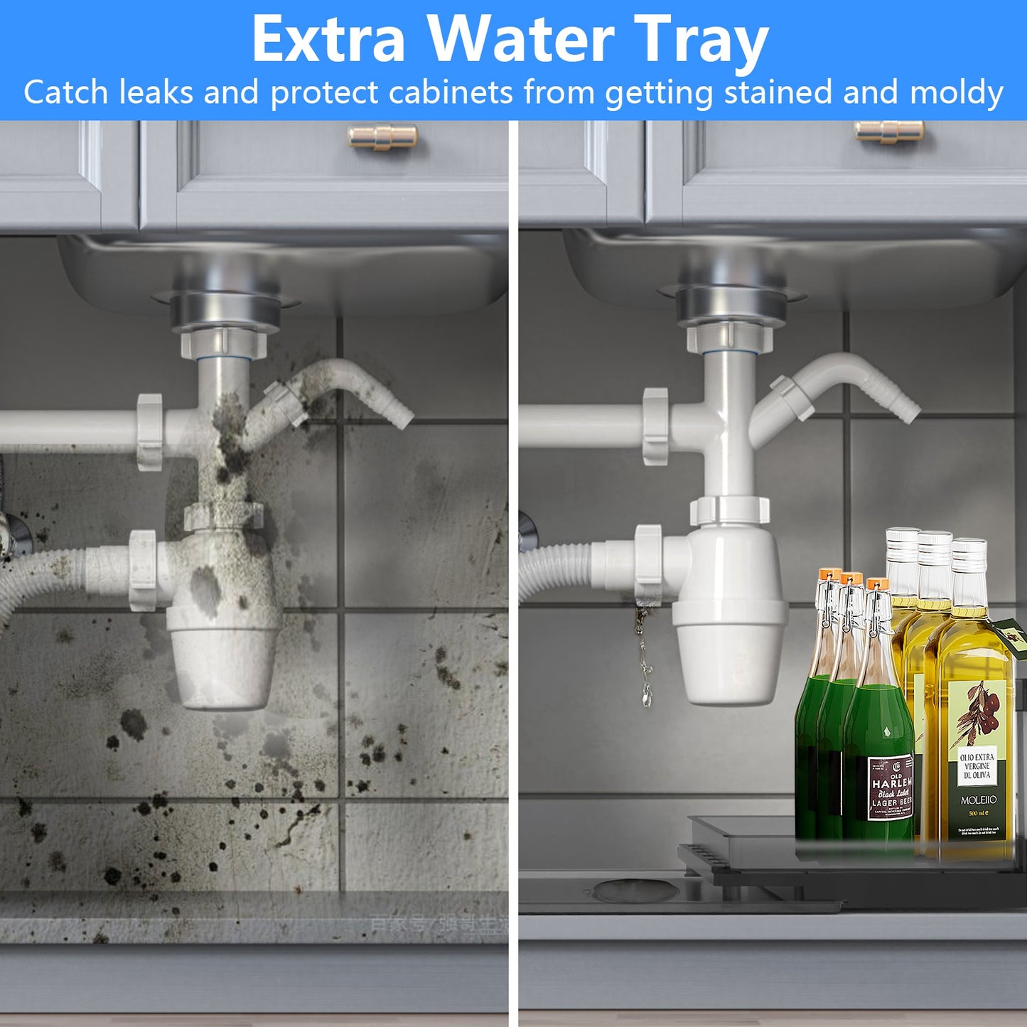 1Pc 2Tier Pull Out Under Sink Organizer Cabinet Organizer With Sliding Drawer Tray L Shaped Slide Out Storage Shelves For Bathroom Kitchen Cabinet
