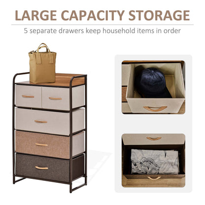 5 Drawer Storage Dresser Tower for Bedroom and Home Organization