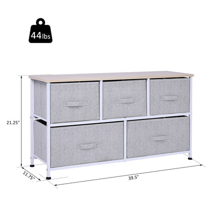 40" L 5 Drawer Horizontal Storage Cube Dresser Unit Bedroom Organizer Living Room Shelf Tower with Bins
