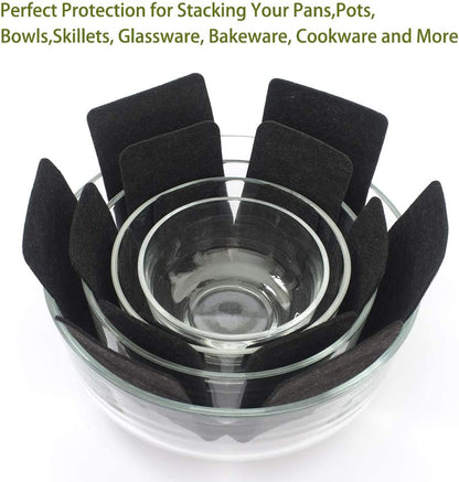 Pots and Pans Protectors, Set of 12 and 3 Different Size, Black Pot Dividers Pads/Stacking Pan Protectors/Pan Separators Pads for Protecting and Separating Pots and Pans